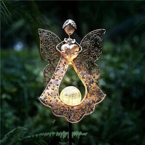 KAIXOXIN LEDs Solar Stake Lights for Garden Metal Warm White, Memorial Gift -